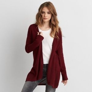 American Eagle Open Stitch Burgundy Cardigan